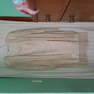 Elegant Cream Fringe Evening Dress with Jacket